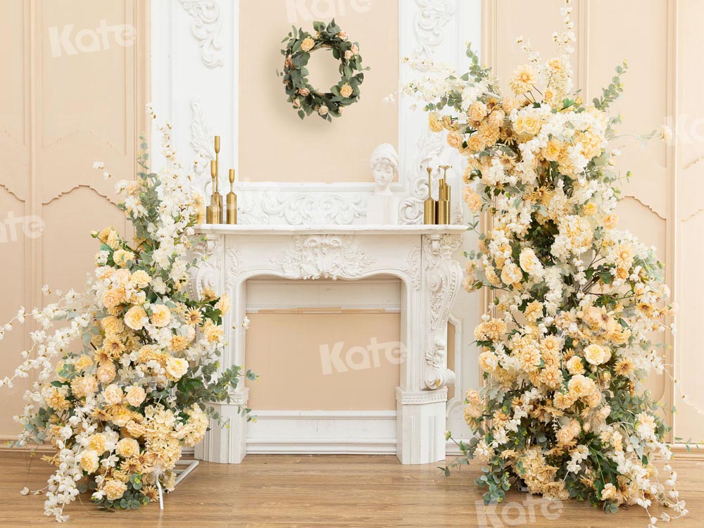 Kate White Fireplace Backdrop Bouquet Flowers Designed by Chain Photography - Kate Backdrop AU