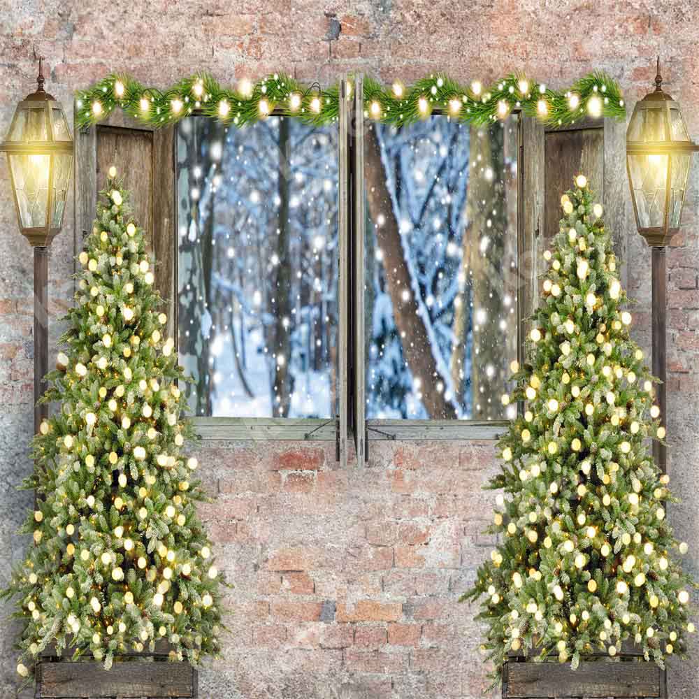 Kate Winter Christmas Backdrop Retro Brick Wall Designed by Chain Photography - Kate Backdrop AU