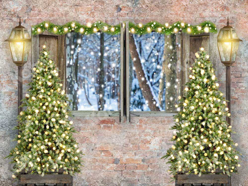 Kate Winter Christmas Backdrop Retro Brick Wall Designed by Chain Photography - Kate Backdrop AU