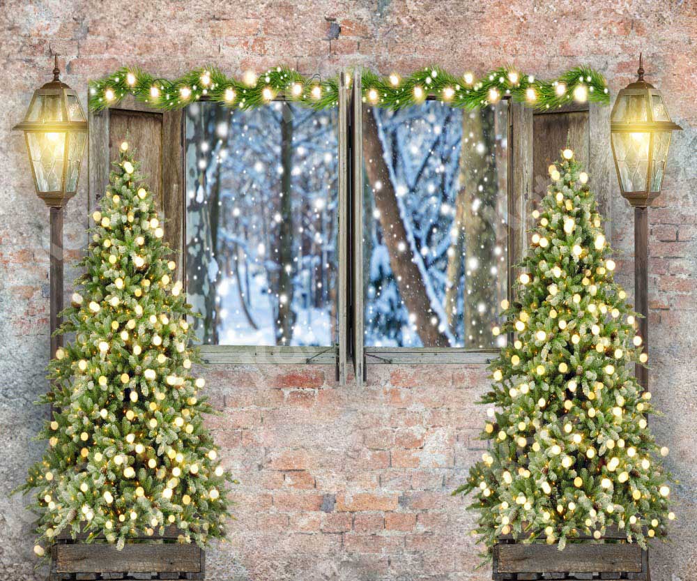 Kate Winter Christmas Backdrop Retro Brick Wall Designed by Chain Photography - Kate Backdrop AU
