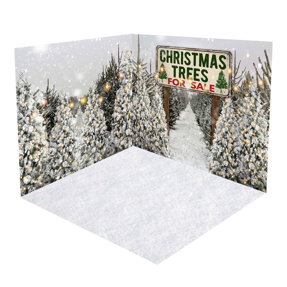 Kate Christmas Tree for Sale Snow Winter Room Set(8ftx8ft&10ftx8ft&8ftx10ft) - Kate Backdrop AU