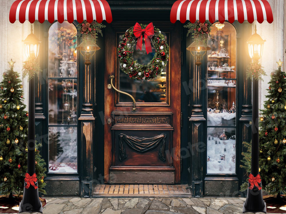 Kate Retro Christmas Backdrop Downtown Store for Photography - Kate Backdrop AU