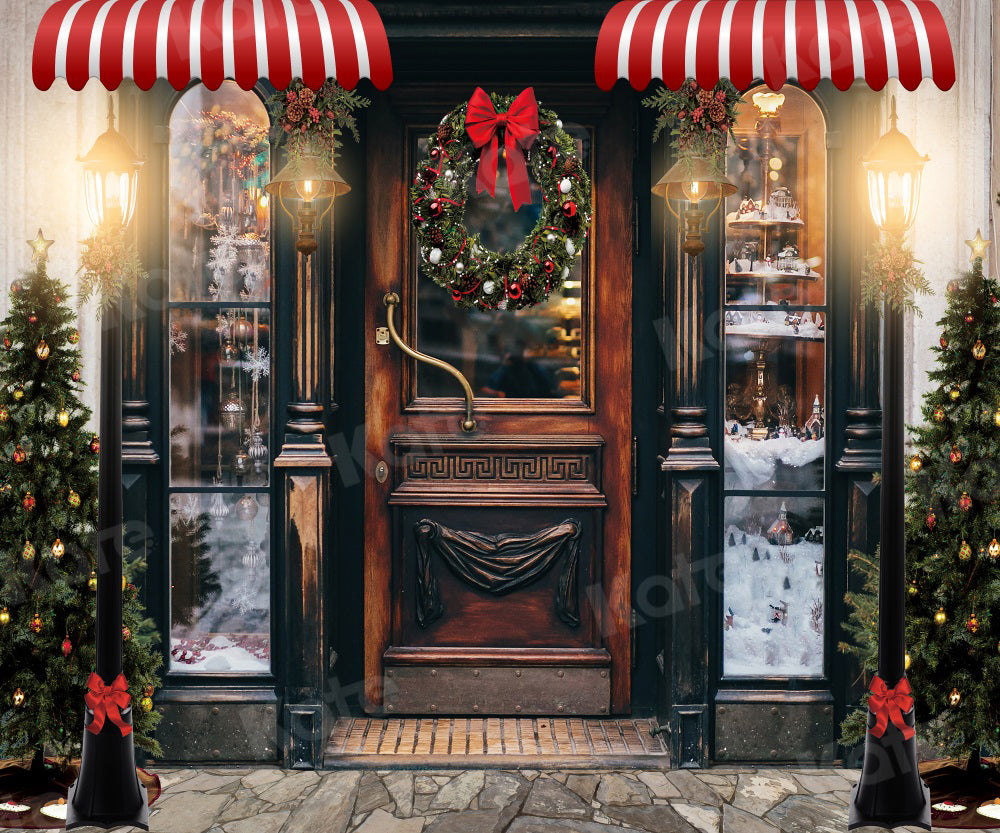 Kate Retro Christmas Backdrop Downtown Store for Photography - Kate Backdrop AU