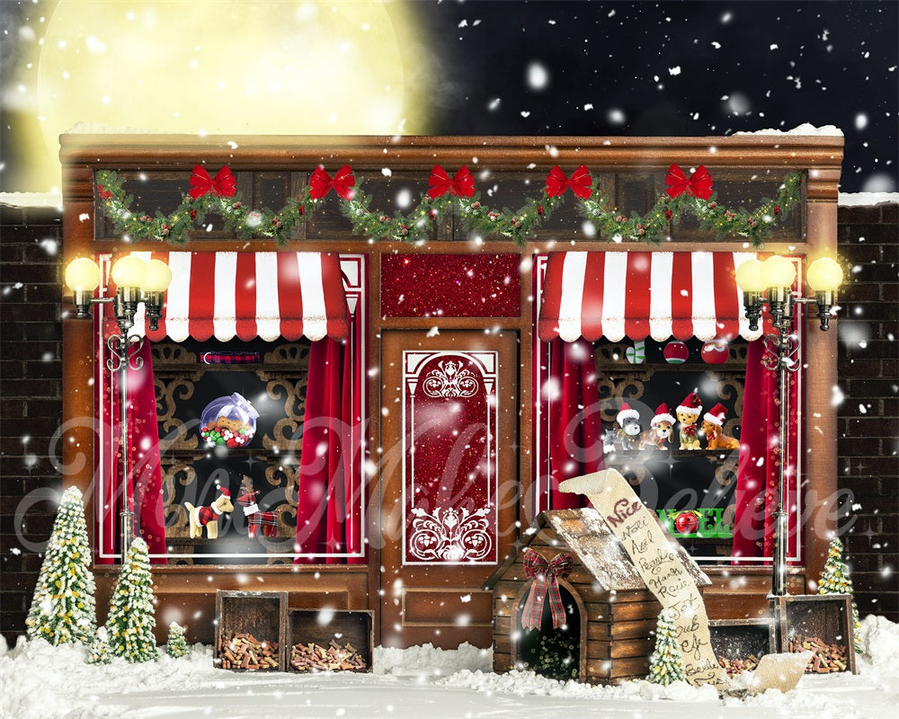 Kate Holiday Christmas Backdrop Winter Vintage Pet Store Santa Dogs Cats Designed by Mandy Ringe Photography - Kate Backdrop AU
