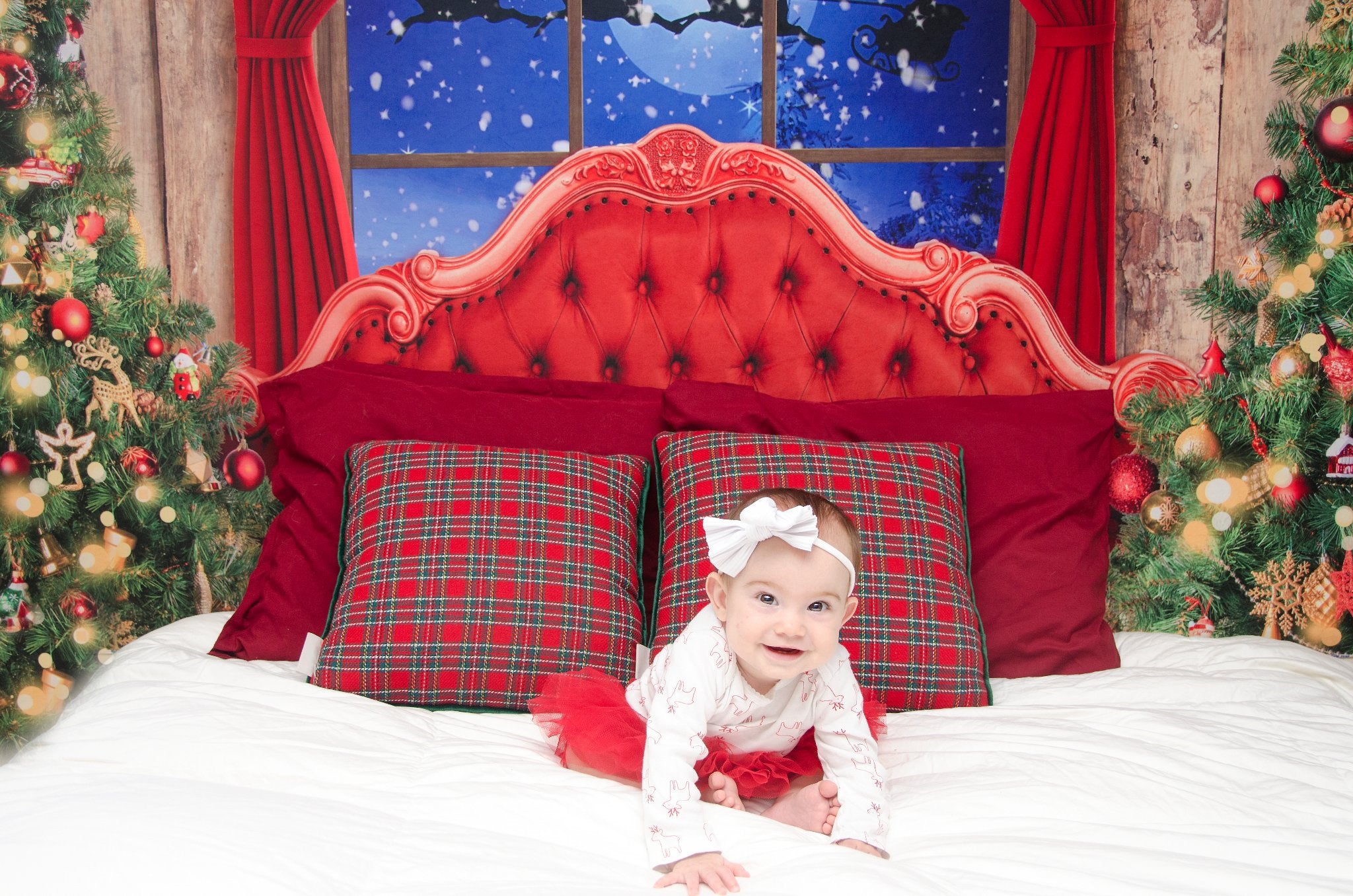 Kate Christmas Night Backdrop Tree Elk Headboard Designed by Chain Photography - Kate Backdrop AU
