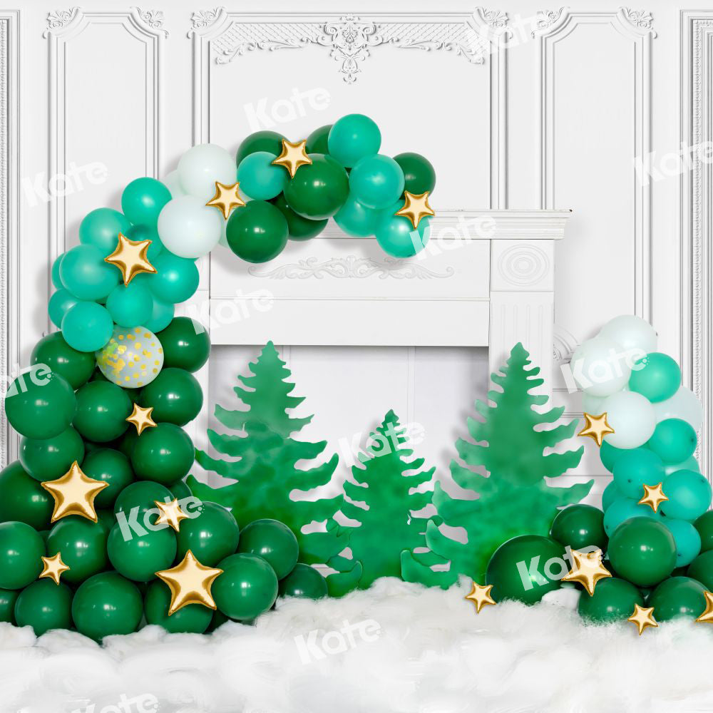 Kate Christmas Tree Backdrop Balloon White Fireplace Designed by Chain Photography - Kate Backdrop AU