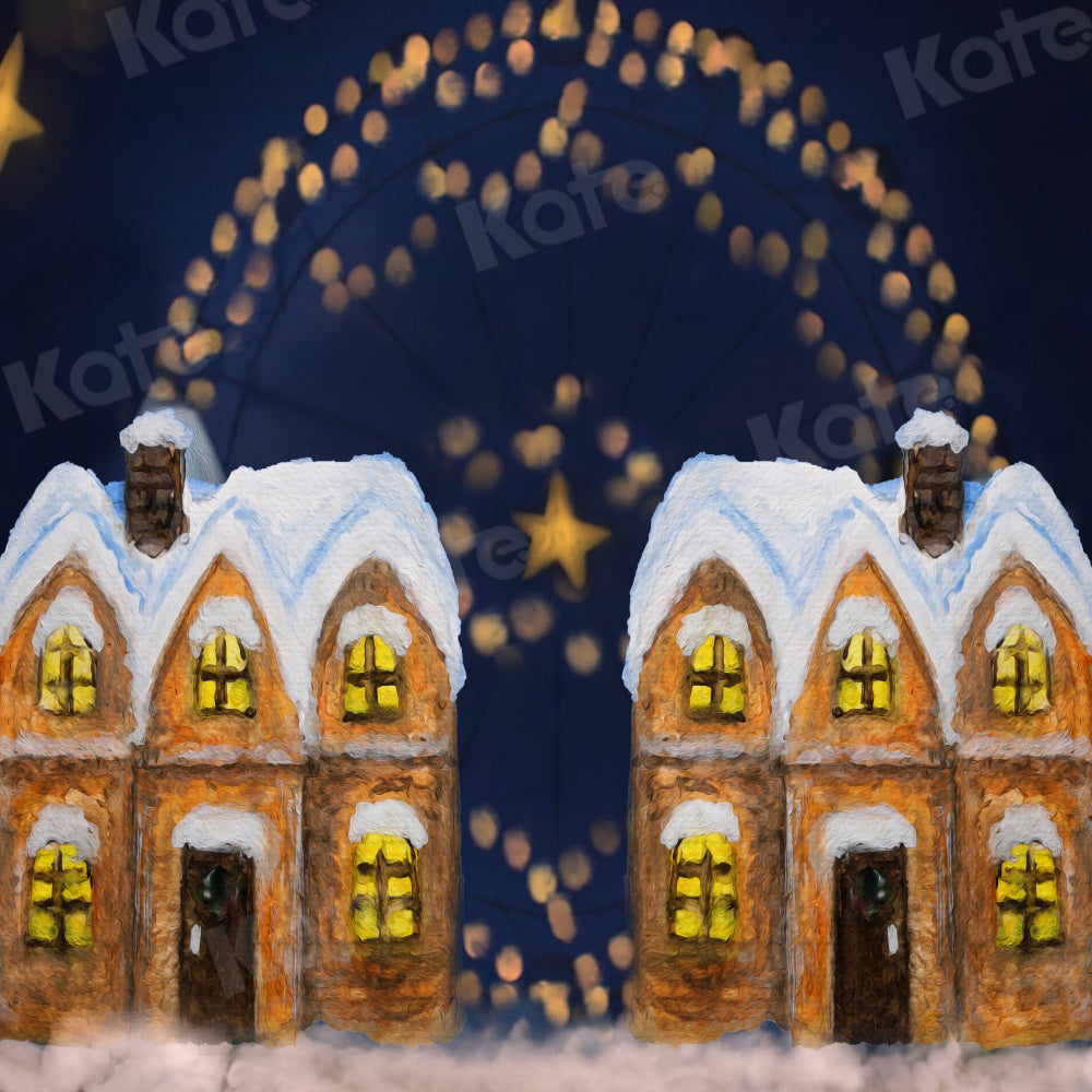 Kate Christmas Backdrop Town Ferris Wheel for Photography - Kate Backdrop AU