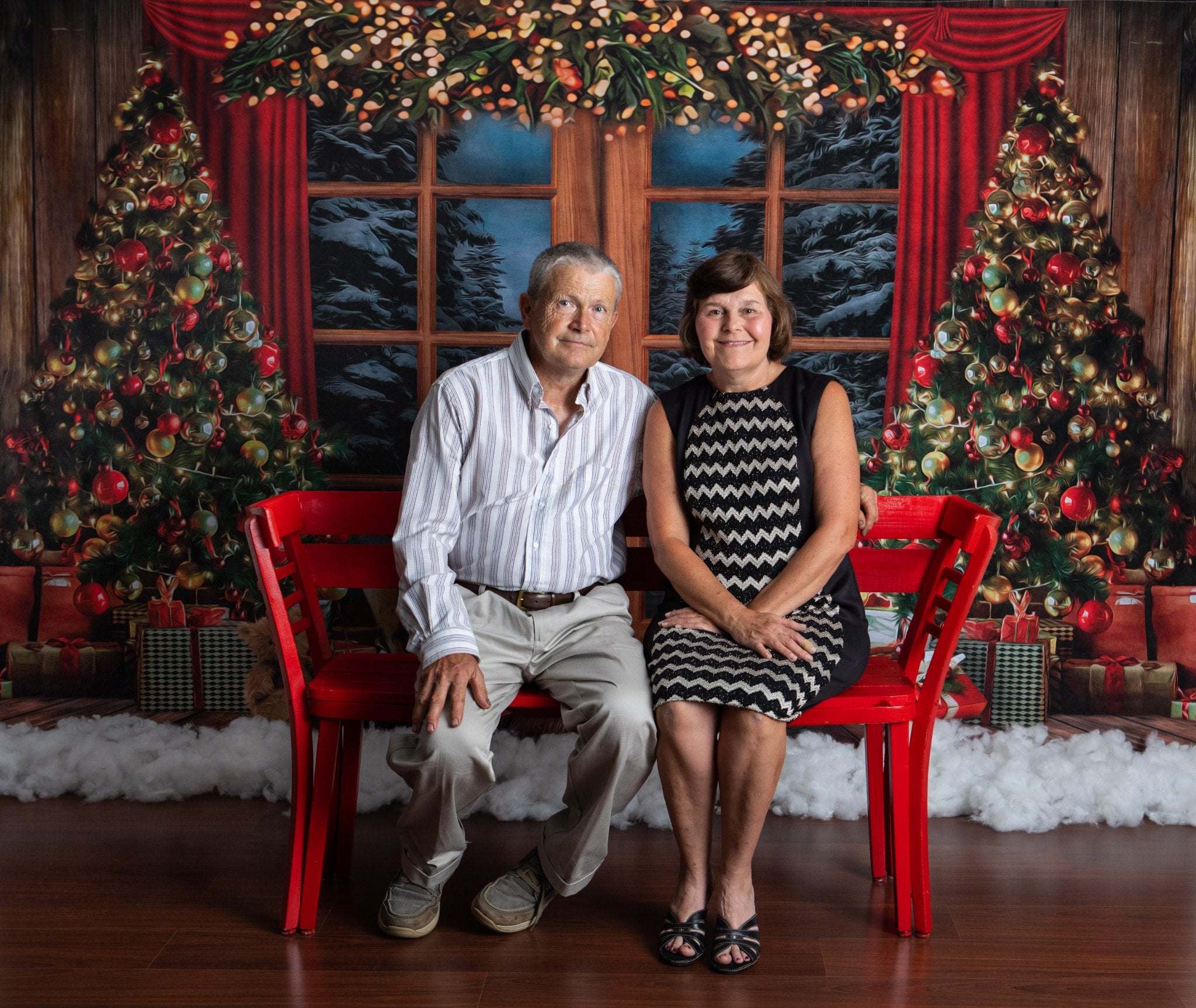 Kate Christmas Tree Backdrop Snow Outside Window for Photography - Kate Backdrop AU