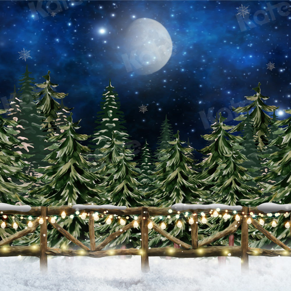 Kate Winter Snow Night Backdrop Moon Starry Sky for Photography - Kate Backdrop AU