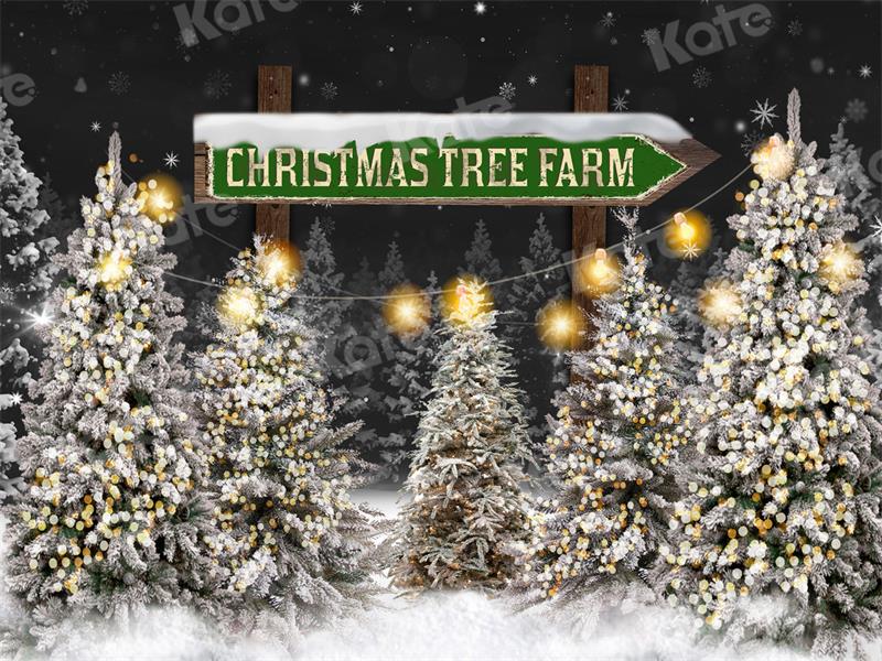 Kate Christmas Tree Farm Backdrop Snow for Photography - Kate Backdrop AU