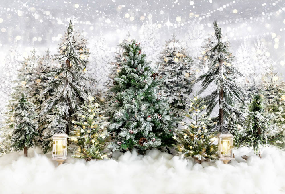 Kate Christmas Tree Backdrop Park Snow Designed by Emetselch - Kate Backdrop AU