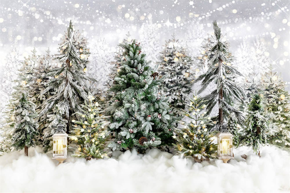 Kate Christmas Tree Backdrop Park Snow Designed by Emetselch - Kate Backdrop AU