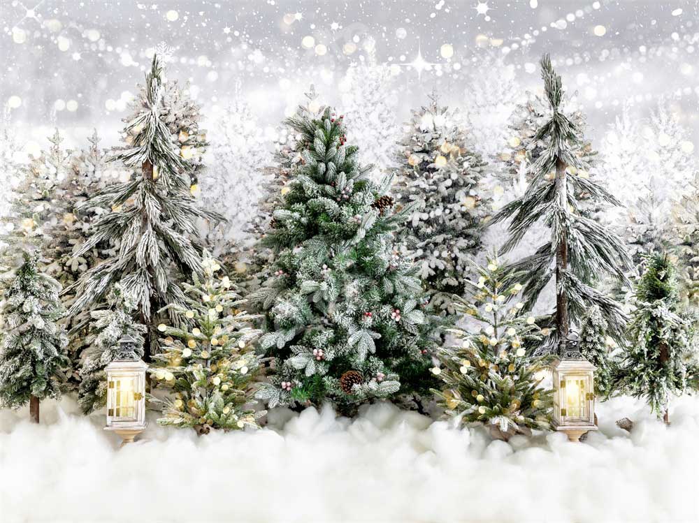 Kate Christmas Tree Backdrop Park Snow Designed by Emetselch - Kate Backdrop AU