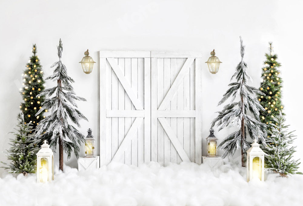 Kate Christmas Backdrop White Barn Door Designed by Emetselch - Kate Backdrop AU