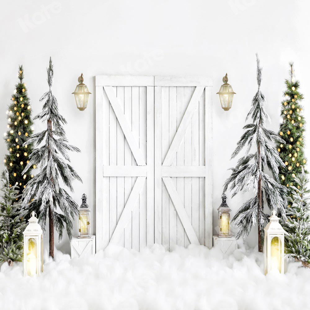 Kate Christmas Backdrop White Barn Door Designed by Emetselch - Kate Backdrop AU