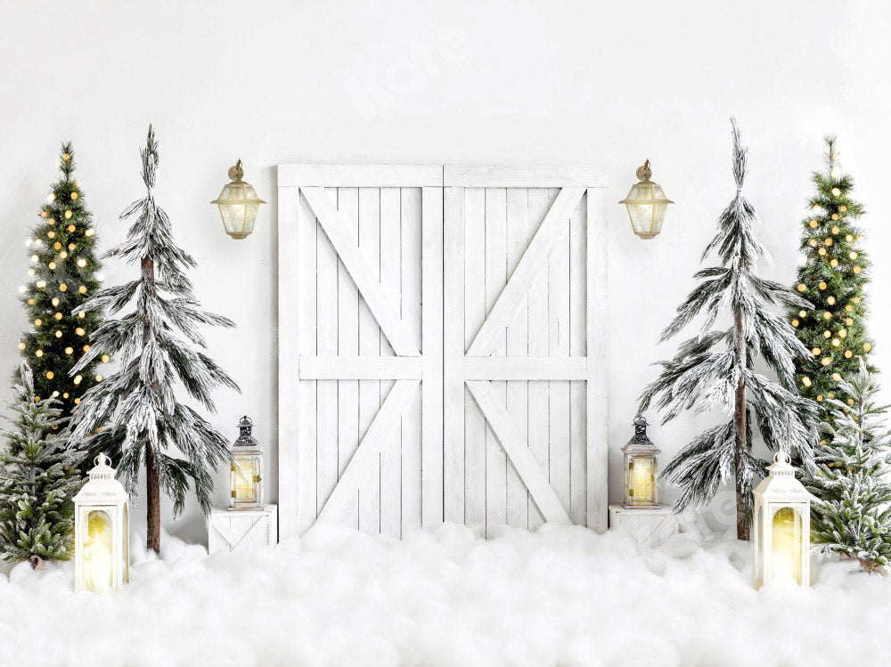 Kate Christmas Backdrop White Barn Door Designed by Emetselch - Kate Backdrop AU