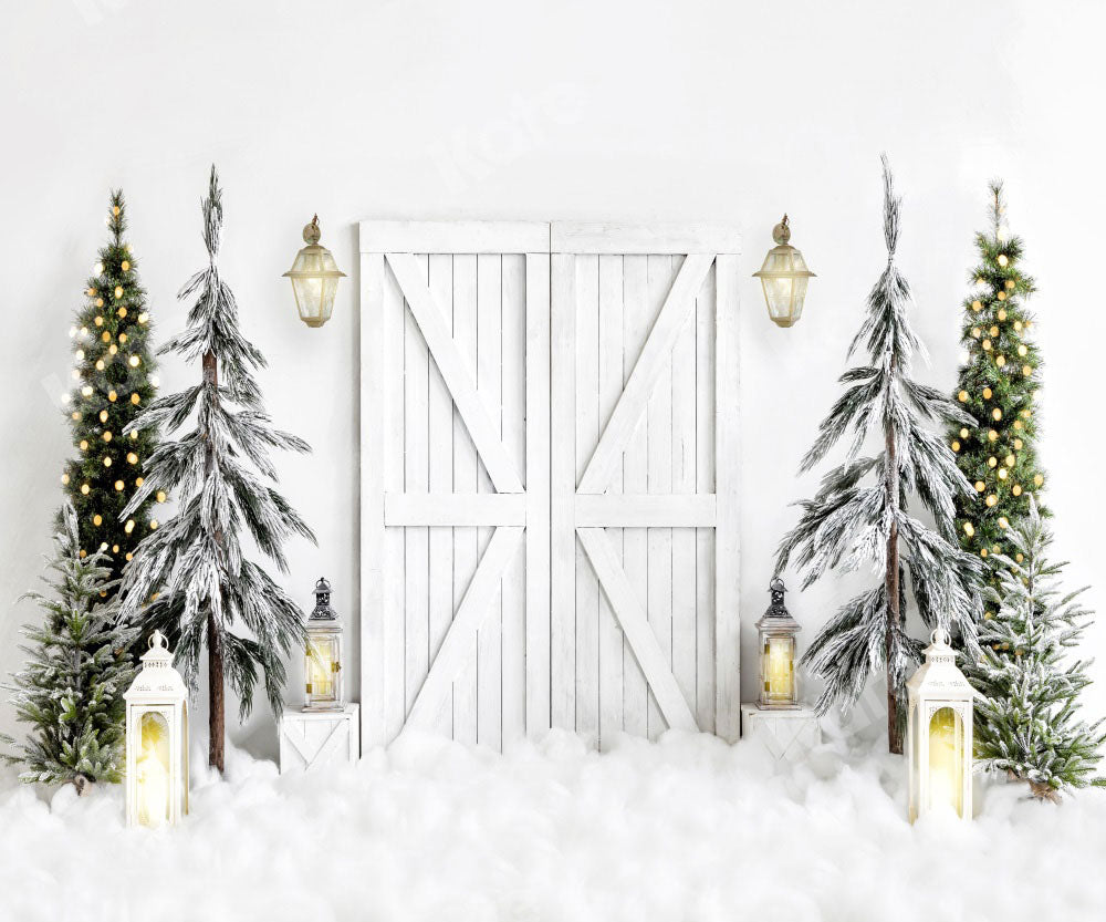 Kate Christmas Backdrop White Barn Door Designed by Emetselch - Kate Backdrop AU