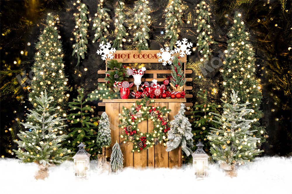 Kate Christmas Eve Backdrop Park Snow Hot Cocoa Designed by Emetselch - Kate Backdrop AU