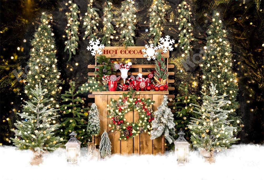 Kate Christmas Eve Backdrop Park Snow Hot Cocoa Designed by Emetselch - Kate Backdrop AU