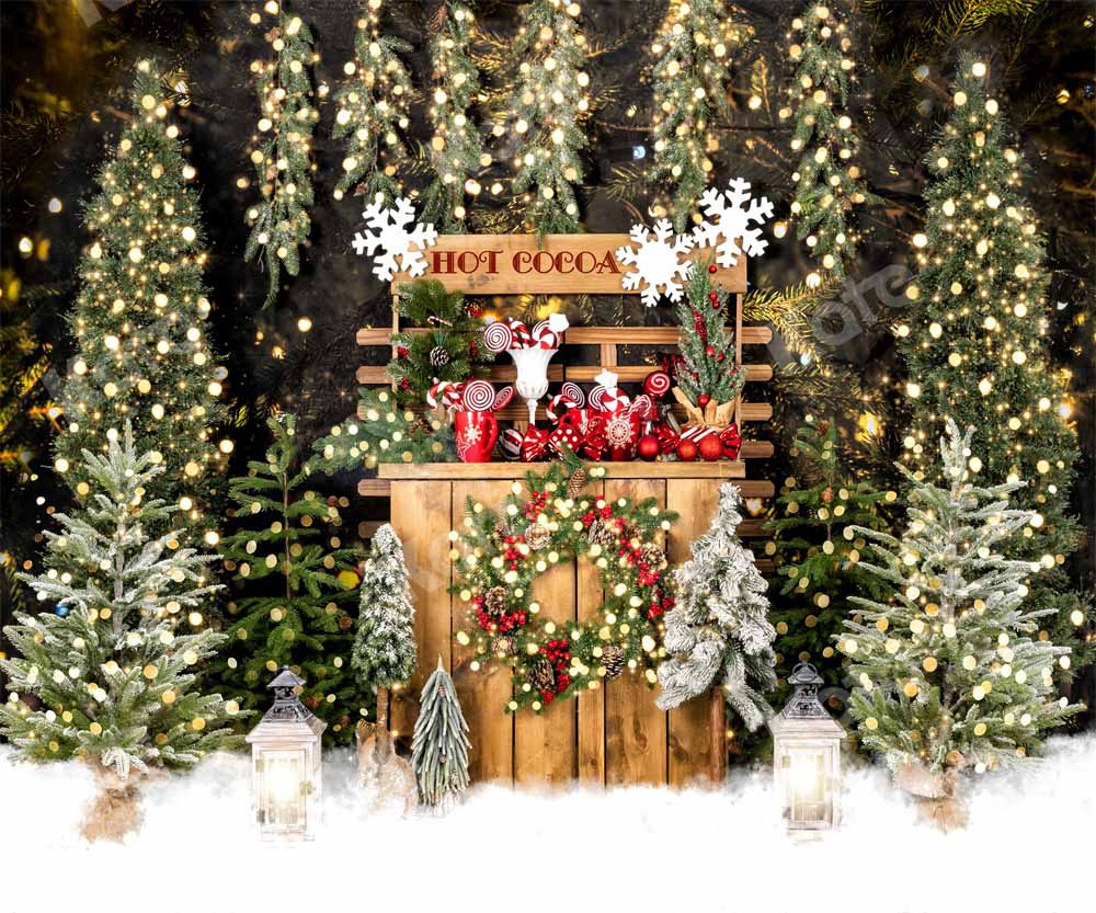 Kate Christmas Eve Backdrop Park Snow Hot Cocoa Designed by Emetselch - Kate Backdrop AU