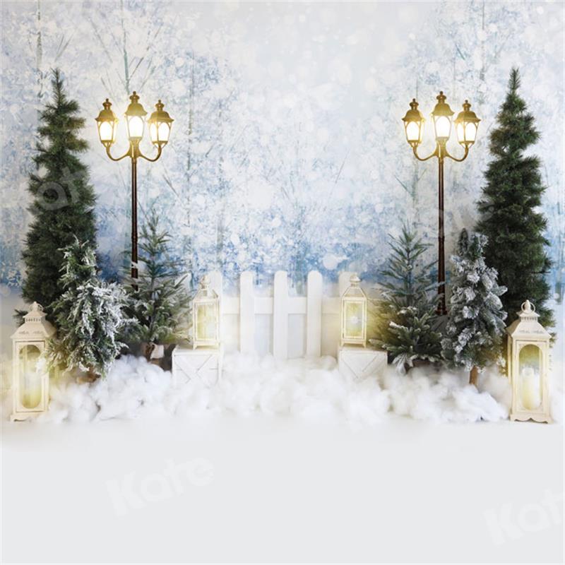 Kate Winter Snow Backdrop Street Light Tree for Photography - Kate Backdrop AU