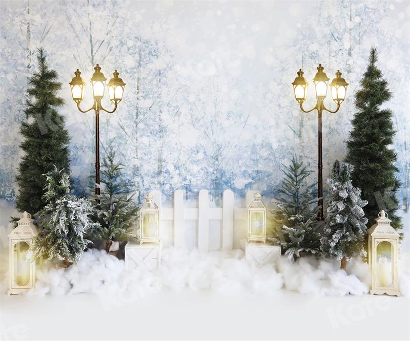 Kate Winter Snow Backdrop Street Light Tree for Photography - Kate Backdrop AU