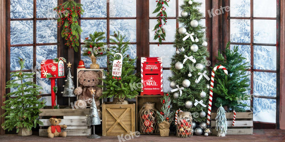 Kate Christmas Backdrop Window Snow Gift Designed by Emetselch - Kate Backdrop AU