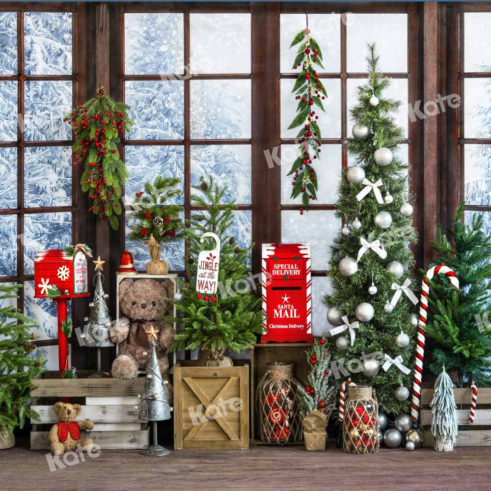Kate Christmas Backdrop Window Snow Gift Designed by Emetselch - Kate Backdrop AU