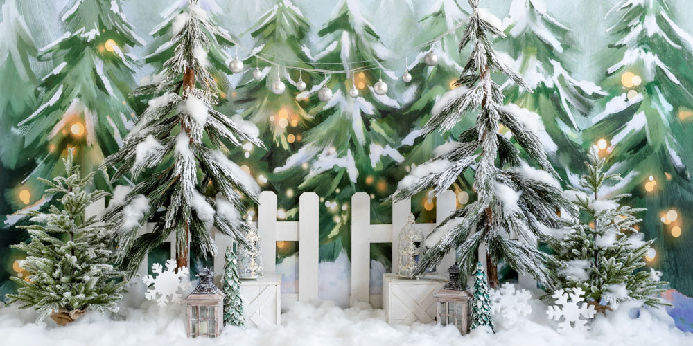 Kate Christmas Tree Backdrop Snow Forest Designed by Emetselch - Kate Backdrop AU