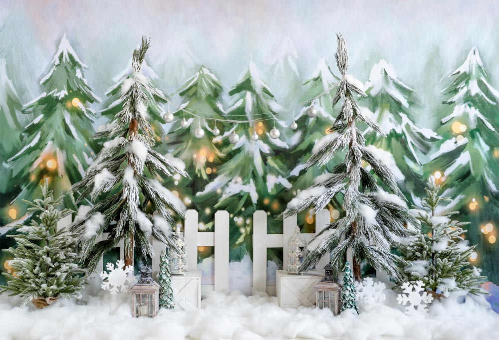 Kate Christmas Tree Backdrop Snow Forest Designed by Emetselch - Kate Backdrop AU