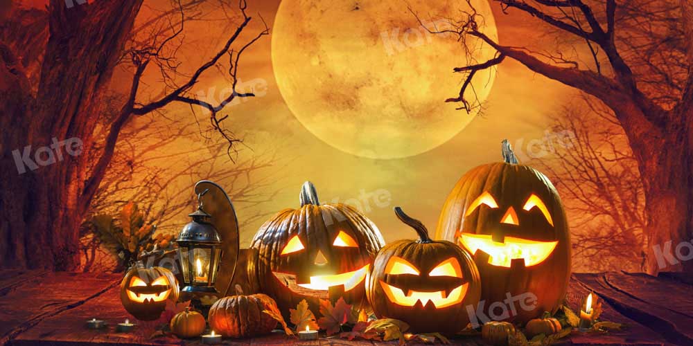 Kate Halloween Night Backdrop Pumpkin Moon Designed by Chain Photography - Kate Backdrop AU