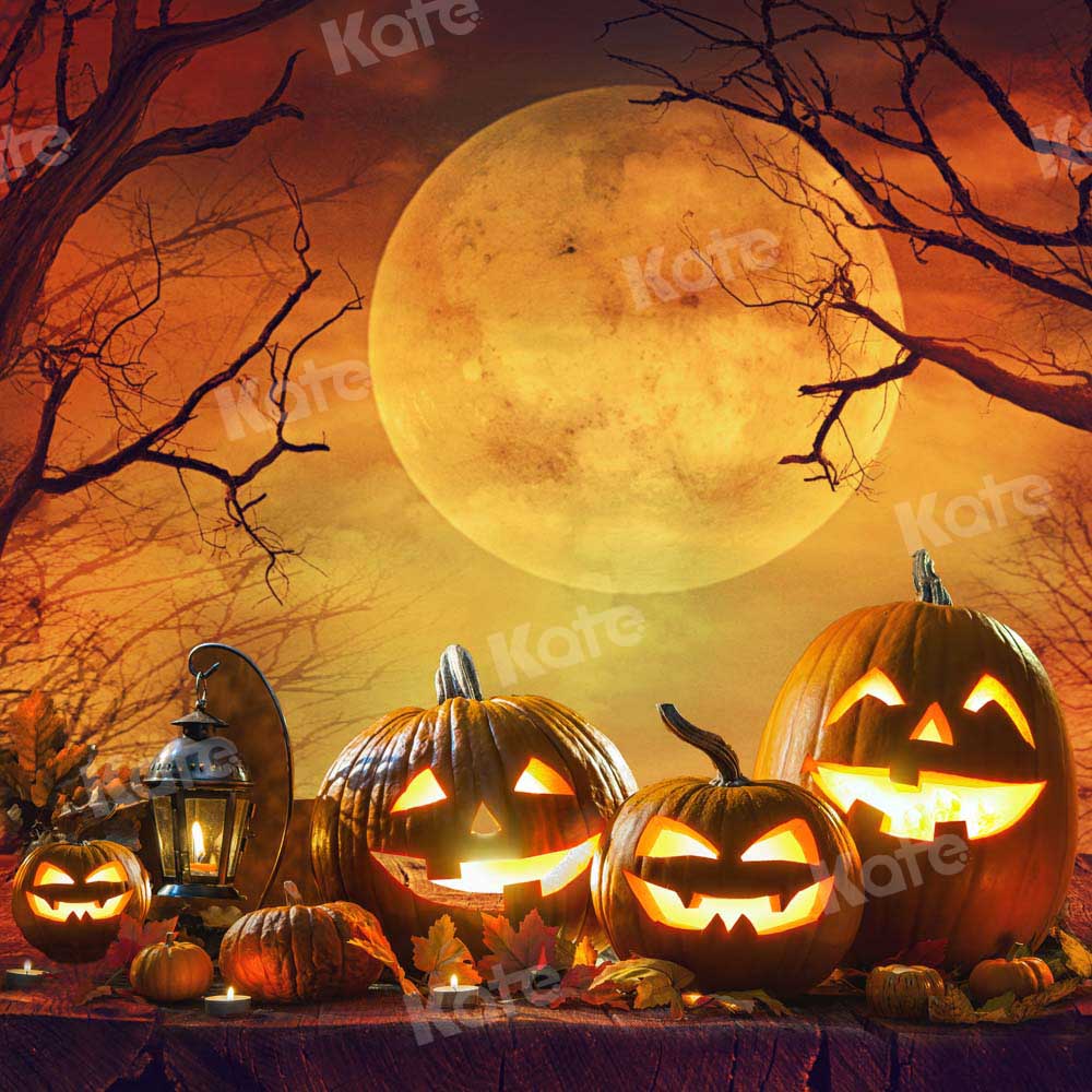 Kate Halloween Night Backdrop Pumpkin Moon Designed by Chain Photography - Kate Backdrop AU
