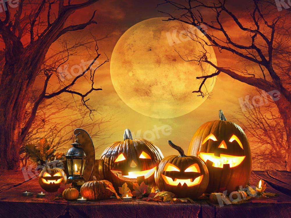 Kate Halloween Night Backdrop Pumpkin Moon Designed by Chain Photography - Kate Backdrop AU