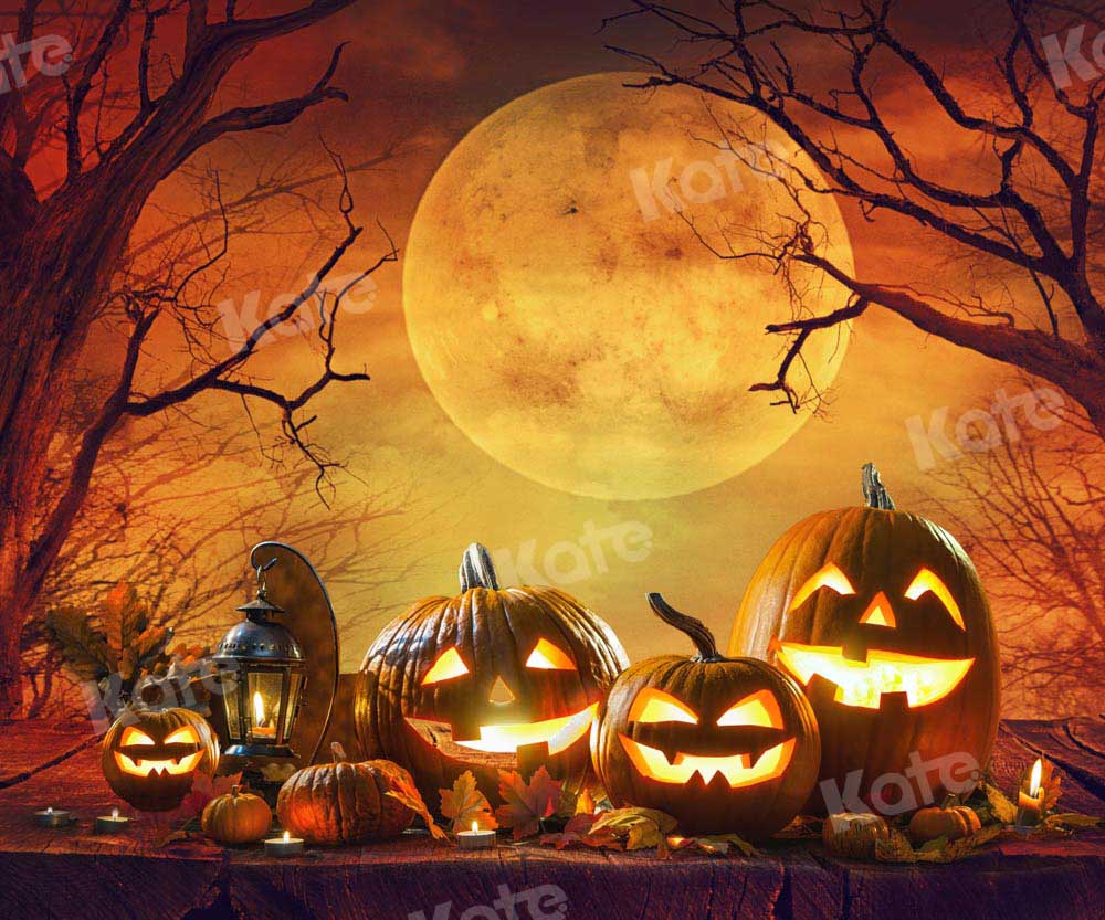 Kate Halloween Night Backdrop Pumpkin Moon Designed by Chain Photography - Kate Backdrop AU