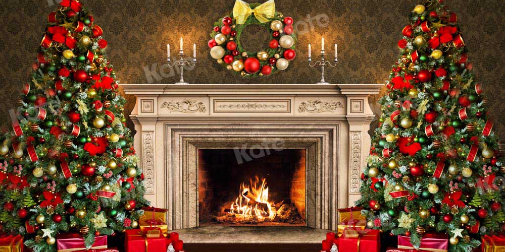 Kate Christmas Tree Fireplace Backdrop Winter Gift Designed by Chain Photography - Kate Backdrop AU