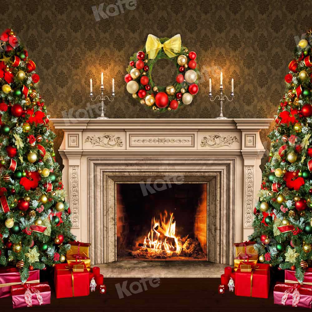 Kate Christmas Tree Fireplace Backdrop Winter Gift Designed by Chain Photography - Kate Backdrop AU