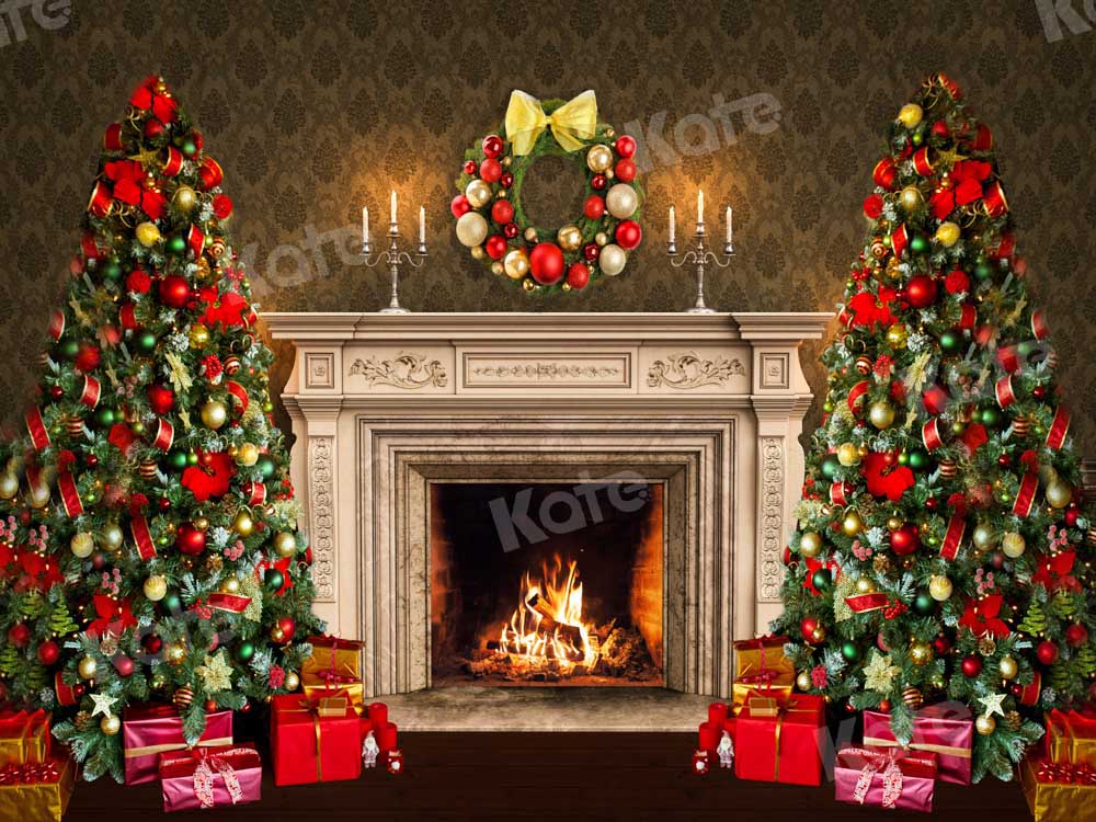 Kate Christmas Tree Fireplace Backdrop Winter Gift Designed by Chain Photography - Kate Backdrop AU