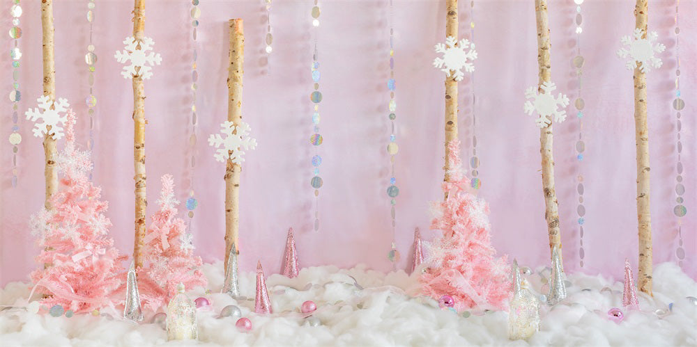 Kate Pink Christmas Backdrop Forest Snow Designed by Chain Photography - Kate Backdrop AU