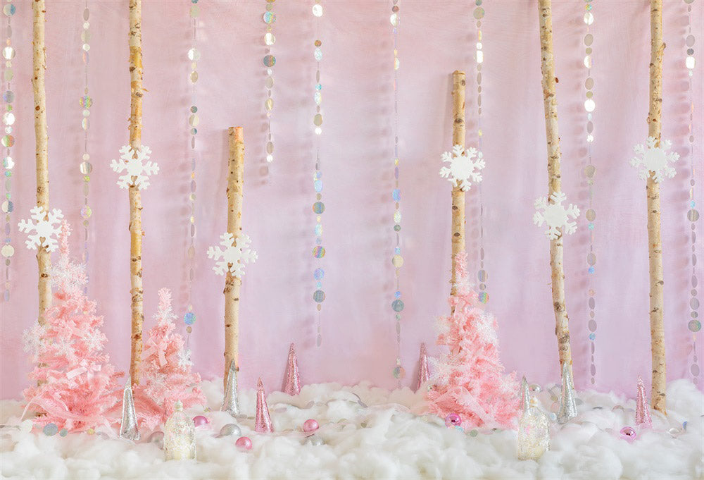 Kate Pink Christmas Backdrop Forest Snow Designed by Chain Photography - Kate Backdrop AU