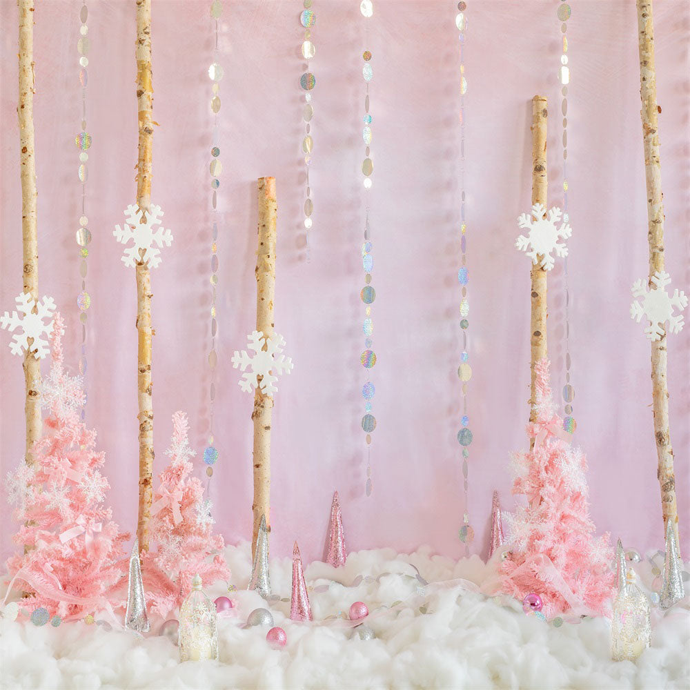 Kate Pink Christmas Backdrop Forest Snow Designed by Chain Photography - Kate Backdrop AU