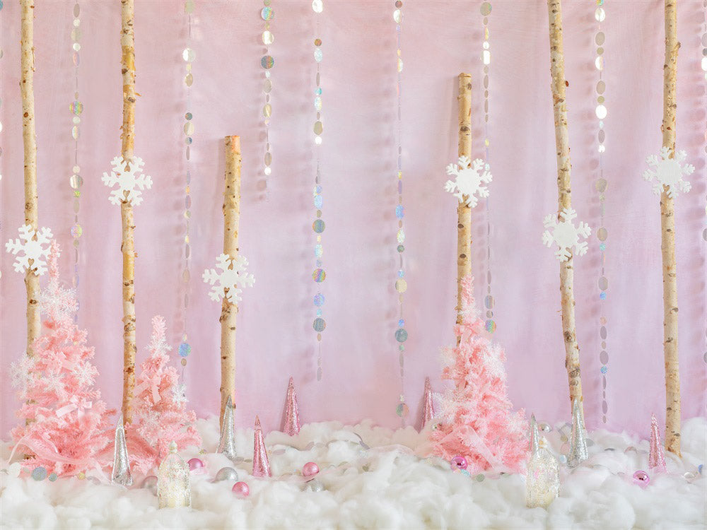 Kate Pink Christmas Backdrop Forest Snow Designed by Chain Photography - Kate Backdrop AU