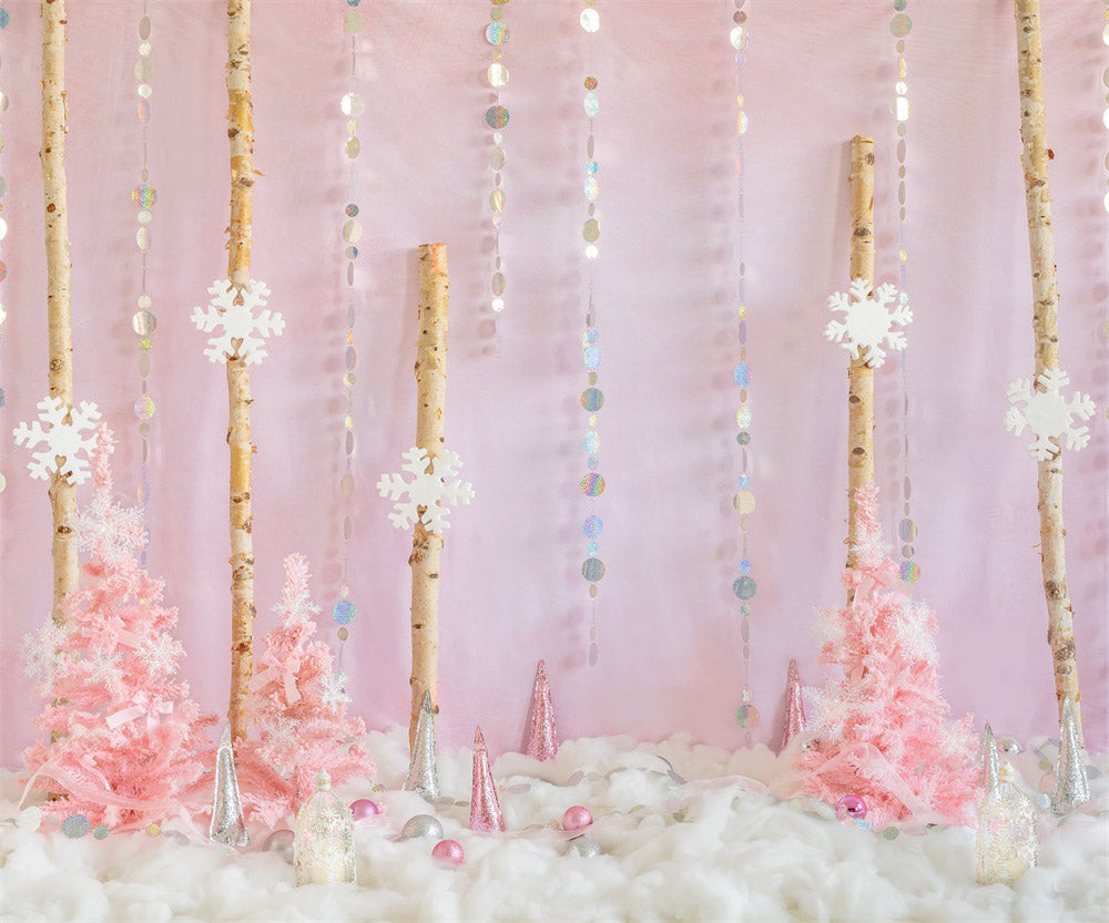 Kate Pink Christmas Backdrop Forest Snow Designed by Chain Photography - Kate Backdrop AU