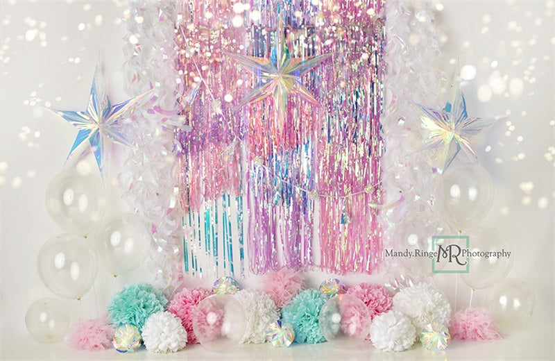 Kate Iridescent Rainbow Sparkle Backdrop Designed by Mandy Ringe Photography