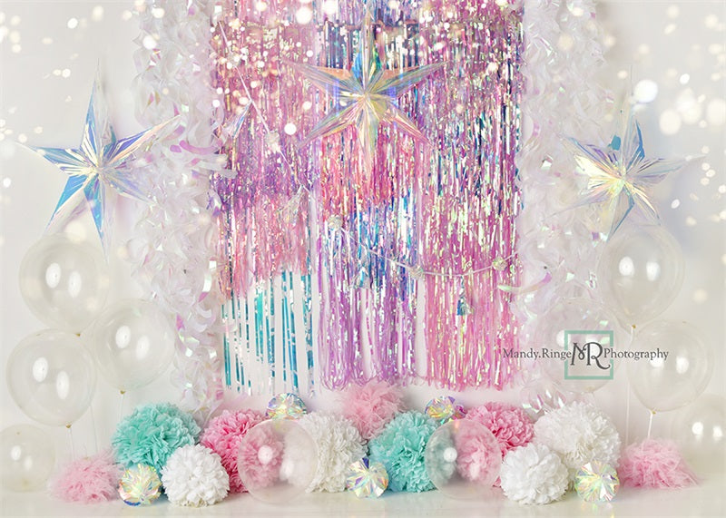 Kate Iridescent Rainbow Sparkle Backdrop Designed by Mandy Ringe Photography