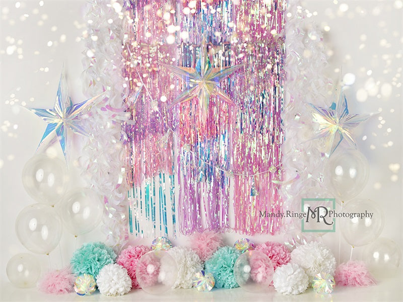 Kate Iridescent Rainbow Sparkle Backdrop Designed by Mandy Ringe Photography