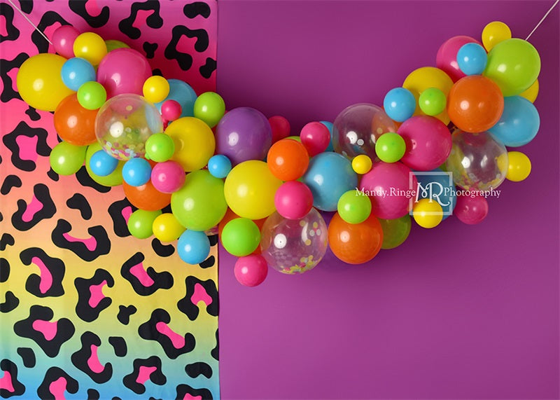 Kate Retro 90s Neon Party Backdrop Purple Designed by Mandy Ringe Photography - Kate Backdrop AU