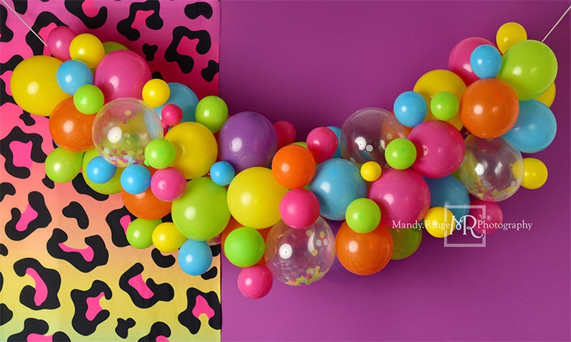 Kate Retro 90s Neon Party Backdrop Purple Designed by Mandy Ringe Photography - Kate Backdrop AU