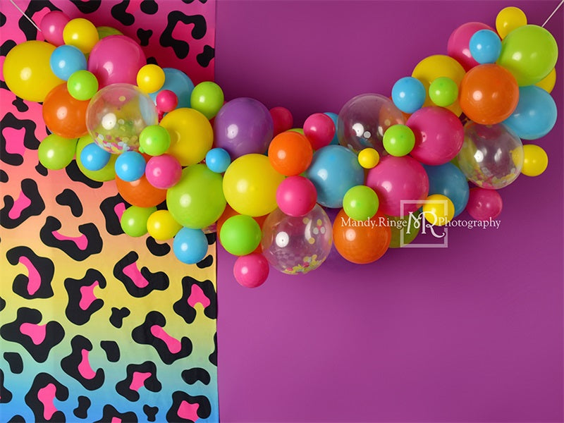 Kate Retro 90s Neon Party Backdrop Purple Designed by Mandy Ringe Photography - Kate Backdrop AU