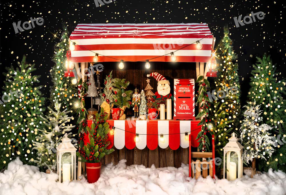 Kate Christmas Tree Backdrop Sales Shelf Bokeh Snow Santa Claus Designed by Emetselch - Kate Backdrop AU