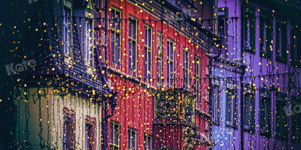 Kate Christmas Street Backdrop Town Small Lights Designed by Chain Photography - Kate Backdrop AU